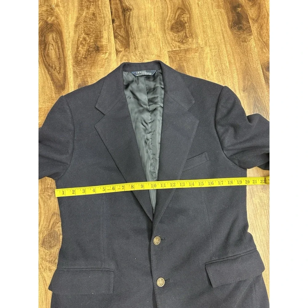 Vintage Polo Ralph Lauren 100% Cashmere Navy Gold Button Blazer 40